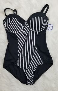 Swimsuit for all pin stripped on piece